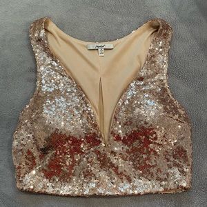 Papaya- Gold sequin crop top, size Medium
